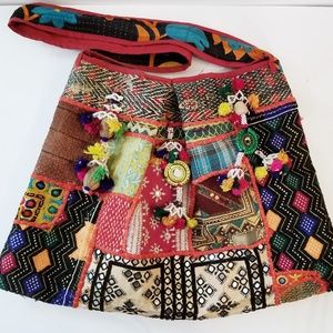 Custom Handmade Sari Bag Multicolor Quilt Tote Bag